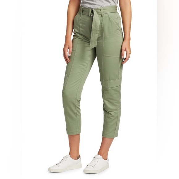 J Brand New Size 31 Athena High Rise Surplus Cotton Linen Pants Veiled Green - Picture 2 of 9